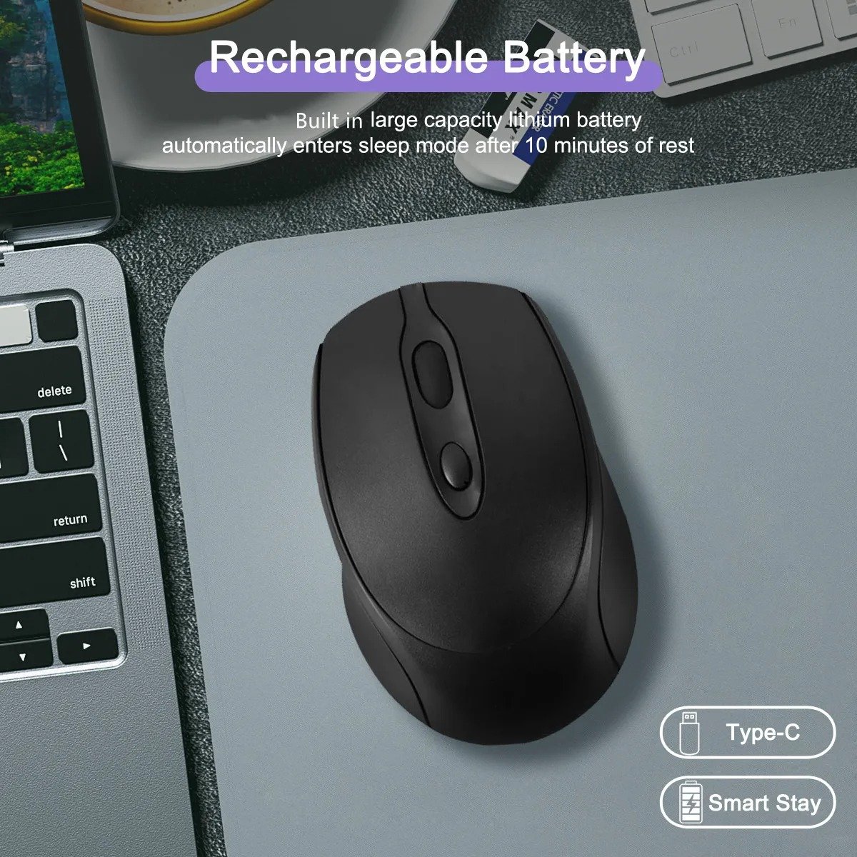 2.4G Rechargeable Bluetooth-Compatible Wireless Mouse - Image 7