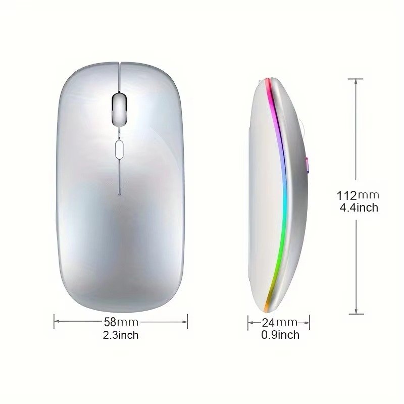 Wireless Mouse RGB Rechargeable USB 2.4GHz Bluetooth Mice - Image 3